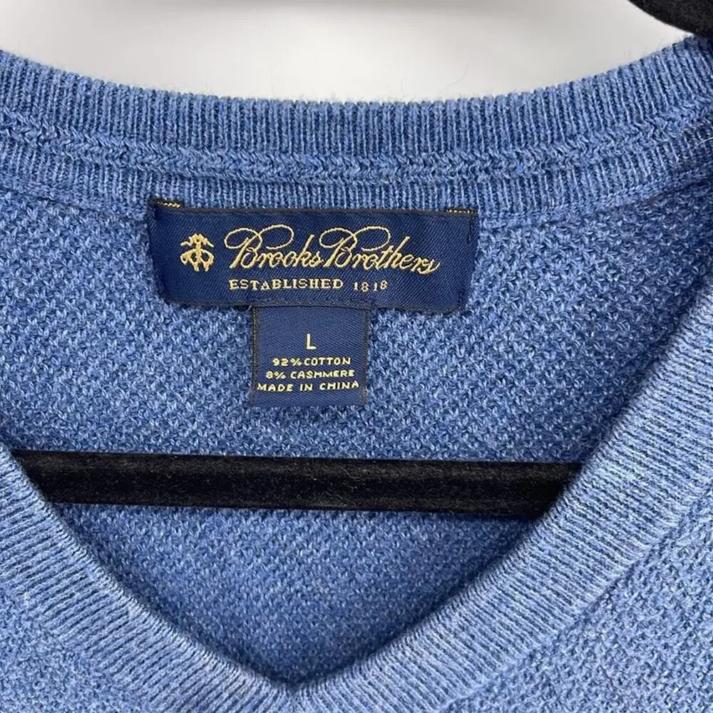 Brooks Brothers cotton cashmere blend V-neck knit sweater vest sz L